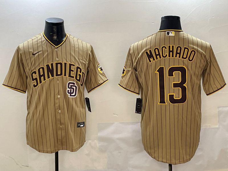Men San Diego Padres #13 Machado Brown Stripe Game 2025 Nike MLB Jersey style 2